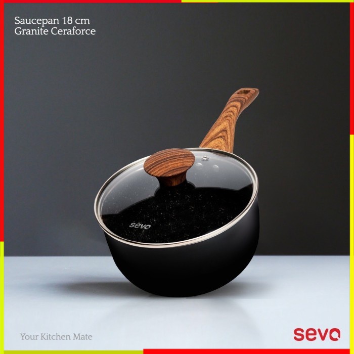 PANCI SAUS SEVO SAUCE PAN LID18CM GRANITE GRANIT SUPER PAN BLACKWOOD SERIES INDUKSI TEPLON TEFLON PE