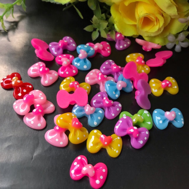 Bahan Pita polkadot isi 6pcs Bahan Craft jepit rambut tasbih swarovski decocase Diy Blink