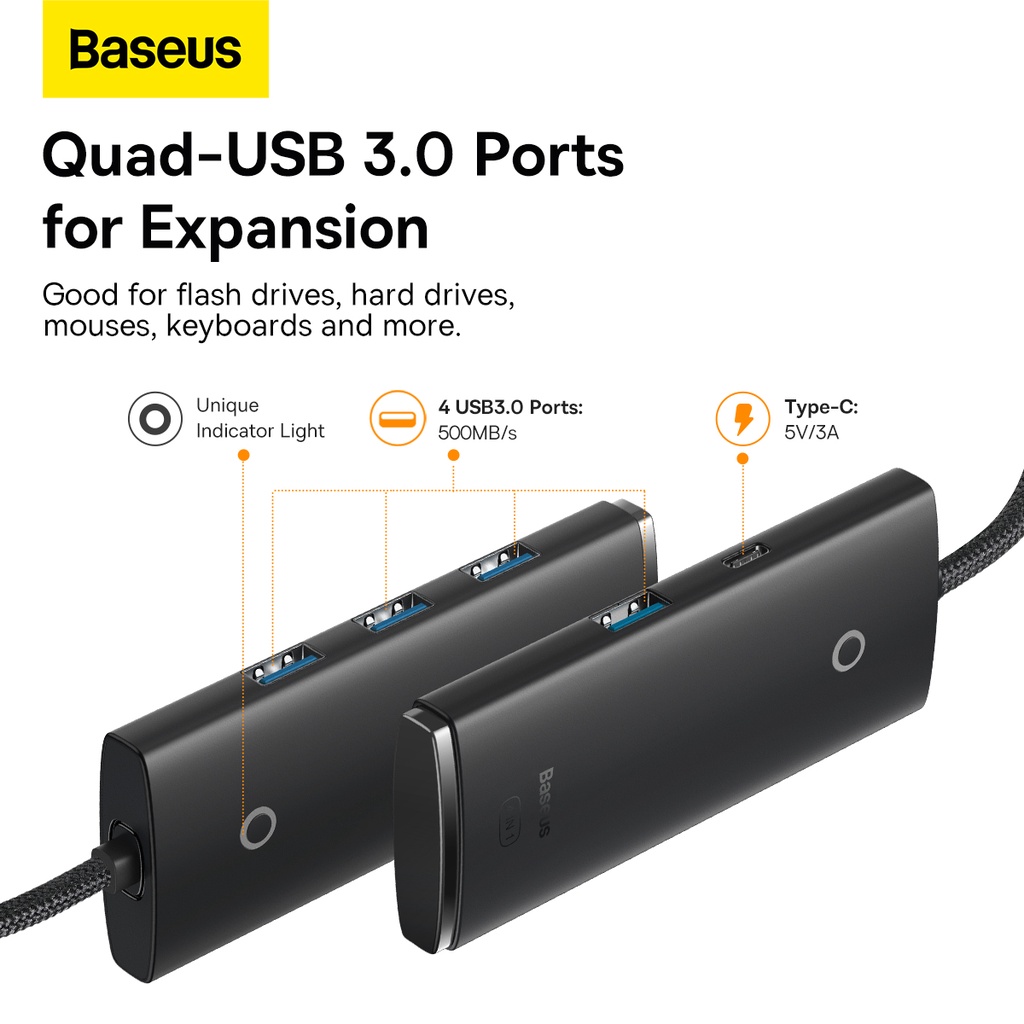 Baseus USB Hub Type-C 4 Port Data Converter USB3.0 Hub OTG