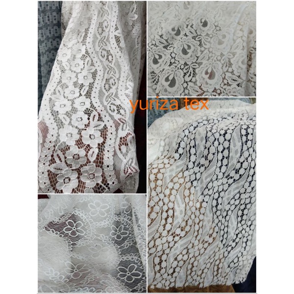 bahan kain brukat katun garment putih Bw