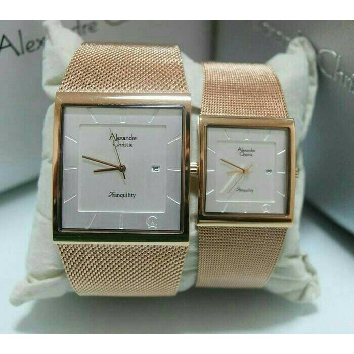 Limited JAM TANGAN COUPLE ALEXANDRE CHRISTIE AC 8333 MD + LD ROSE GOLD Terlaris