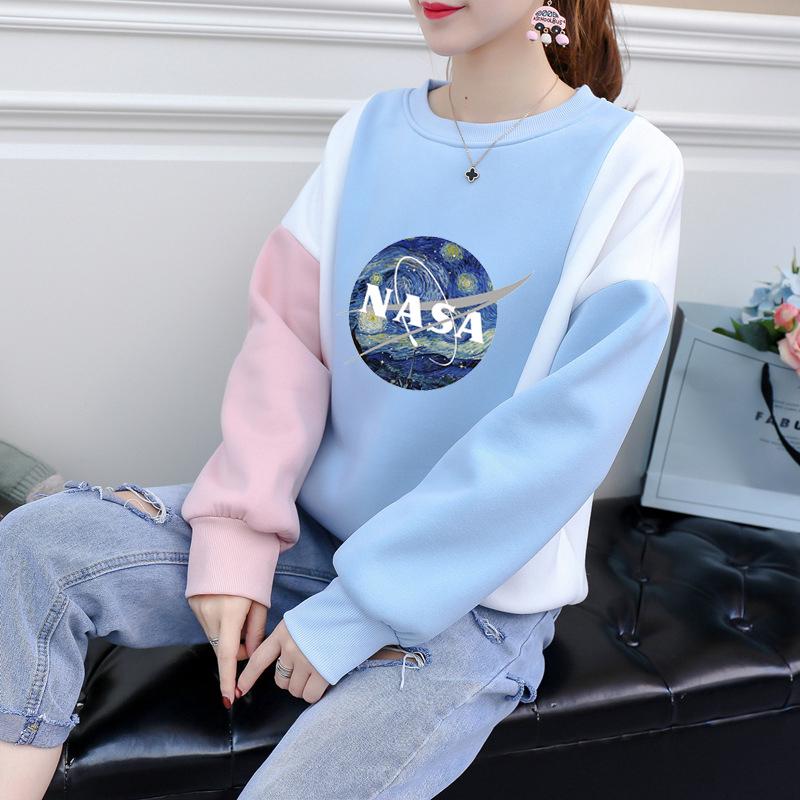 Sweater Model Round Neck Motif  Print Nasa  Gaya Casual 