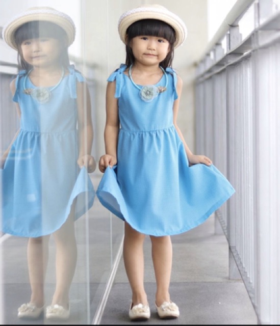 Dress delila polka dress katun paris untuk anak usia 4-7 tahun