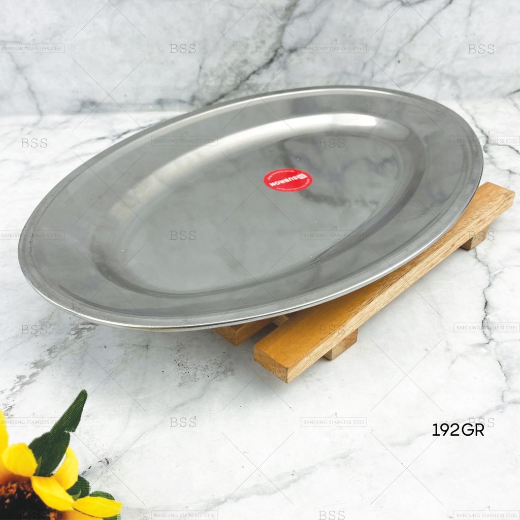 Nampan Oval Stainless Steel 30cm 35 cm 40cm Makanan Buah Nampan Saji Baki