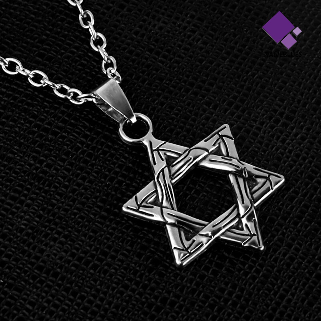 Kalung Rantai Bentuk Hexagram Gaya Hip Hop Untuk Unisex