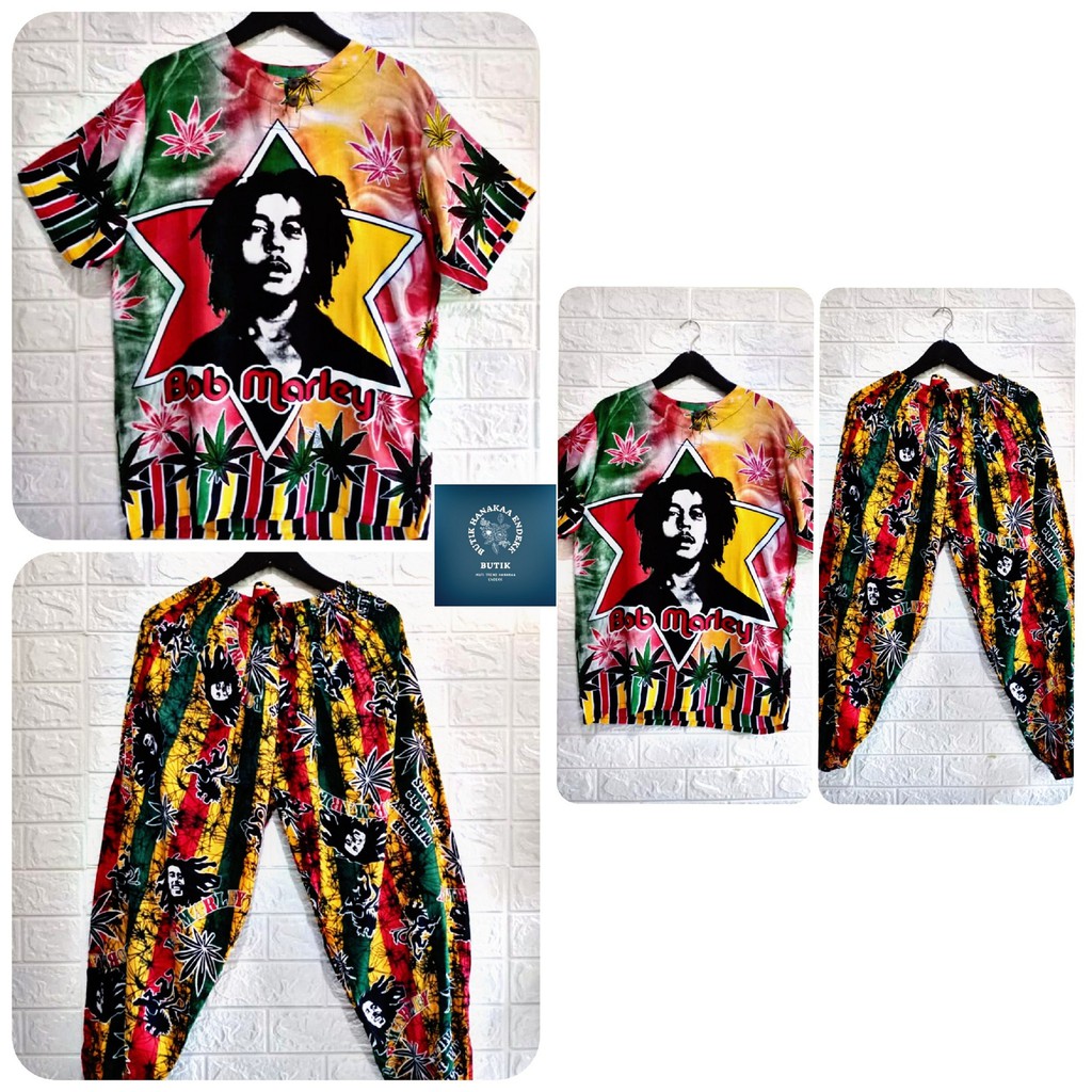 Setelan Baju dan Celana Bob Marleey (Unisex) Pria dan Wanita Dewasa