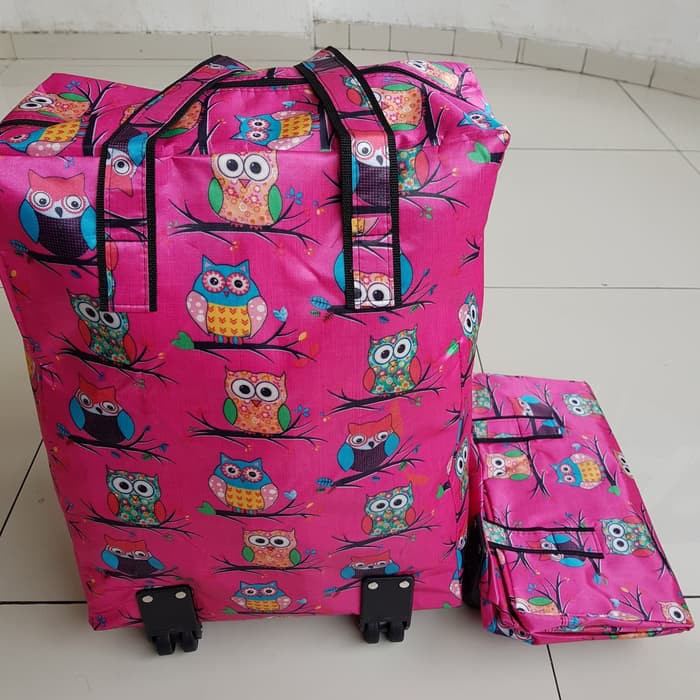 TT1104 tas roda tas troli tas travel cabin size tote kucing biru