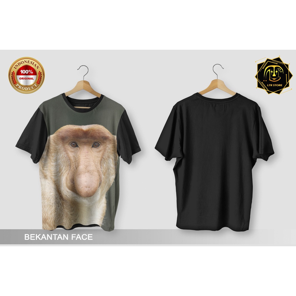 [ BAYAR DI TEMPAT ] BAJU PRINTING GAMBAR BEKANTAN FACE -  KAOS DISTRO ORIGINAL GAMBAR HEWAN MONYET P