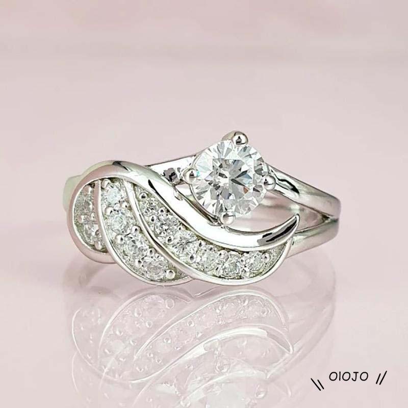 Cincin Zircon Berlian Bentuk Sayap Malaikat Untuk Fashion