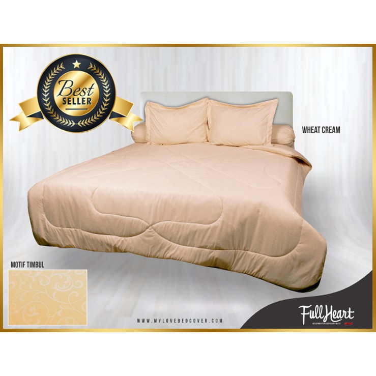 SPREI POLOS FULL HEART MY LOVE " WHEAT CREAM " SINGLE 120 x 200