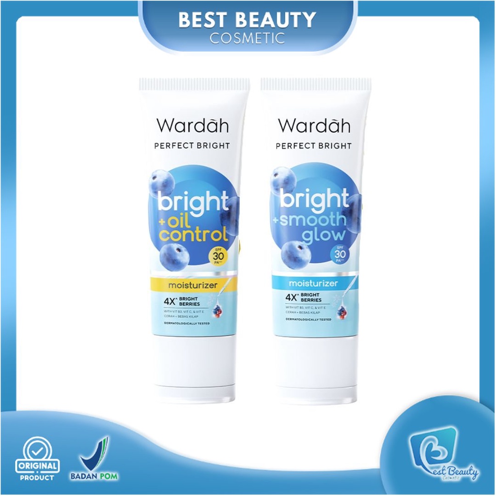 ★ BB ★ Wardah Perfect Bright Moisturizer Bright + Oil Control | Bright + Smooth Glow - Spf 30 PA+++ 20Ml  | Pelembab Pencerah Wajah