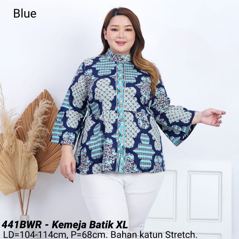 BIGSIZE BLOUSE LADY BATIK JUMBO XL ATASAN KERJA KANTOR WANITA MURAH BAJU CEWEK ETNIK 441