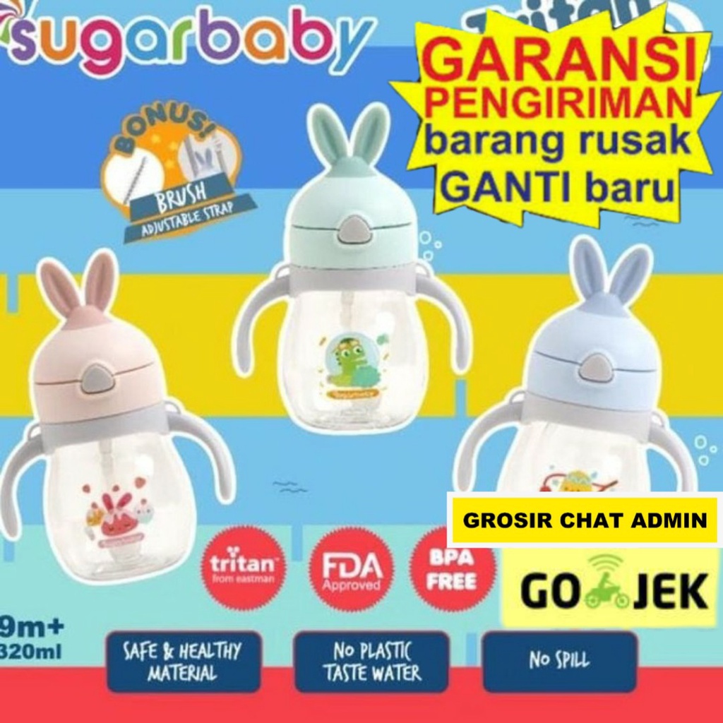 Sugar Baby TRITAN Sippy Cup Rabbit (320 ml,9mo+) - Berry Smoothies (Soft Pink) Botol Minum bayi baby