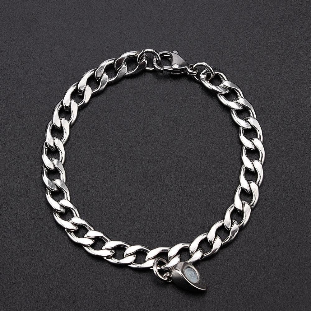 2pcs Gelang Rantai Silver Magnetik Untuk Pria Dan Wanita