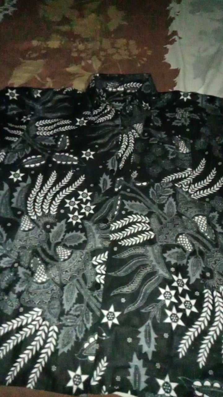 Kemeja Batik Anak Pendek Motif Manggar Abu Usia 1-12 Tahun