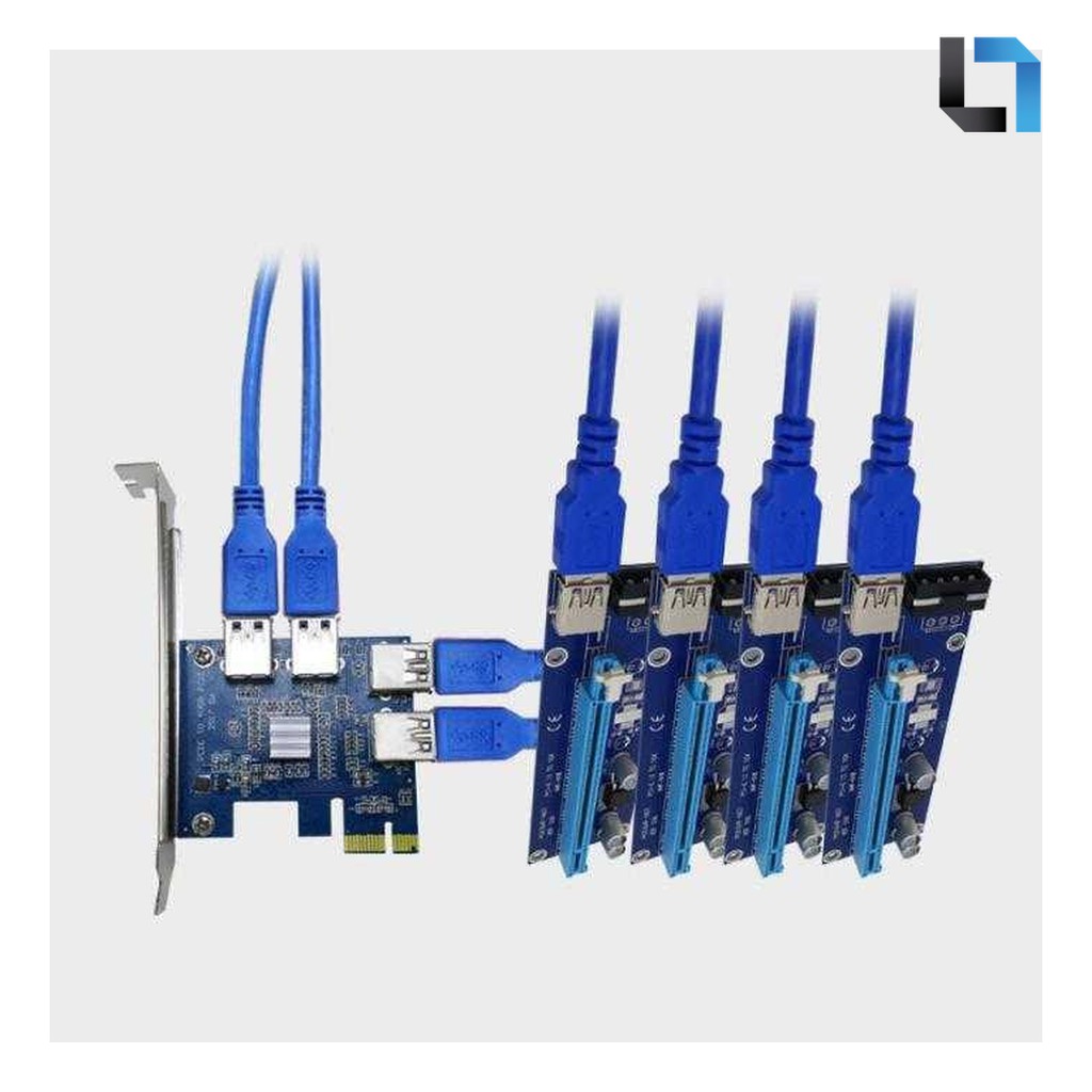 Lily Shop - PCI-E Expansion Card Riser to 4 USB 3.0 for Bitcoin Miner EM88