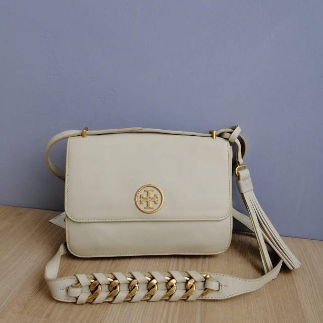 Tory Burch Brooke Leather Shoulder Bag tas selempang slingbag crossbody asli original white putih