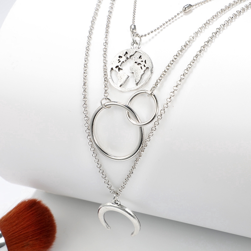 [ Women Bohemian Multilayer Pendant Necklaces ] [ Ladies Hip Hop Clavicle Necklace ] [Girls Personality Chain Necklace]