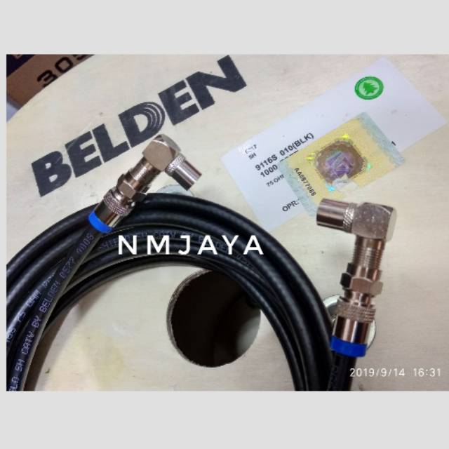 Kabel TV RG6 5meter Belden siap pakai Male to Male siku
