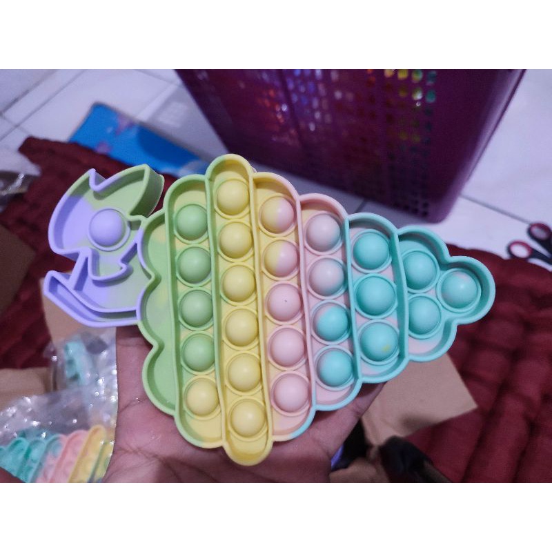 《READY STOCK 50+ JENIS》 Mainan Anak Pop it Fidget Unicorn Rainbow Versi 1-Anggur pastel