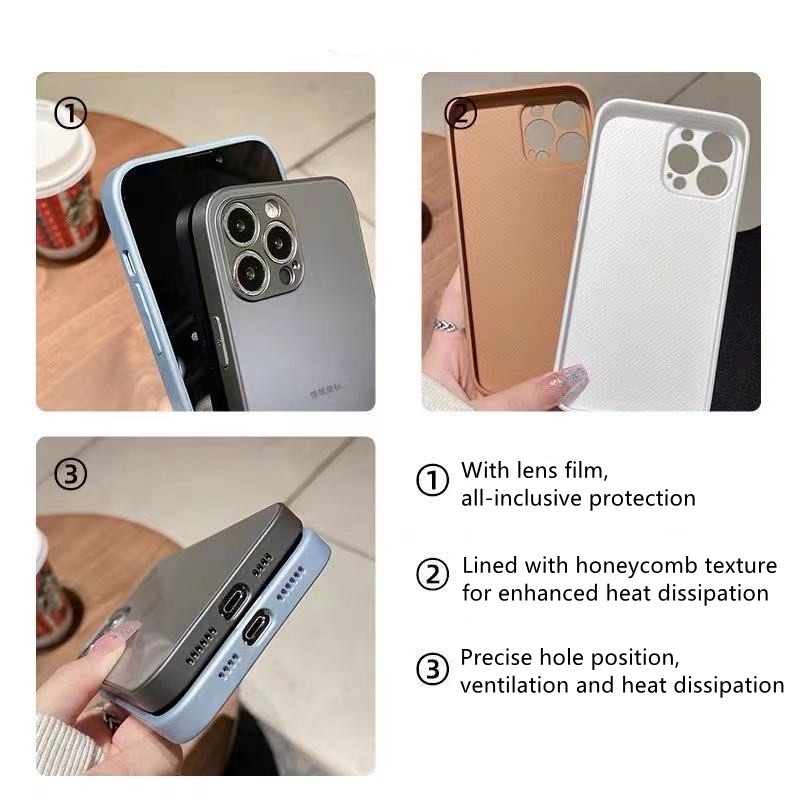 Case Kaca Buram Pelindung Mata Belakang Anti Sidik Jari Untuk iPhone 14 13 12 Pro MAX