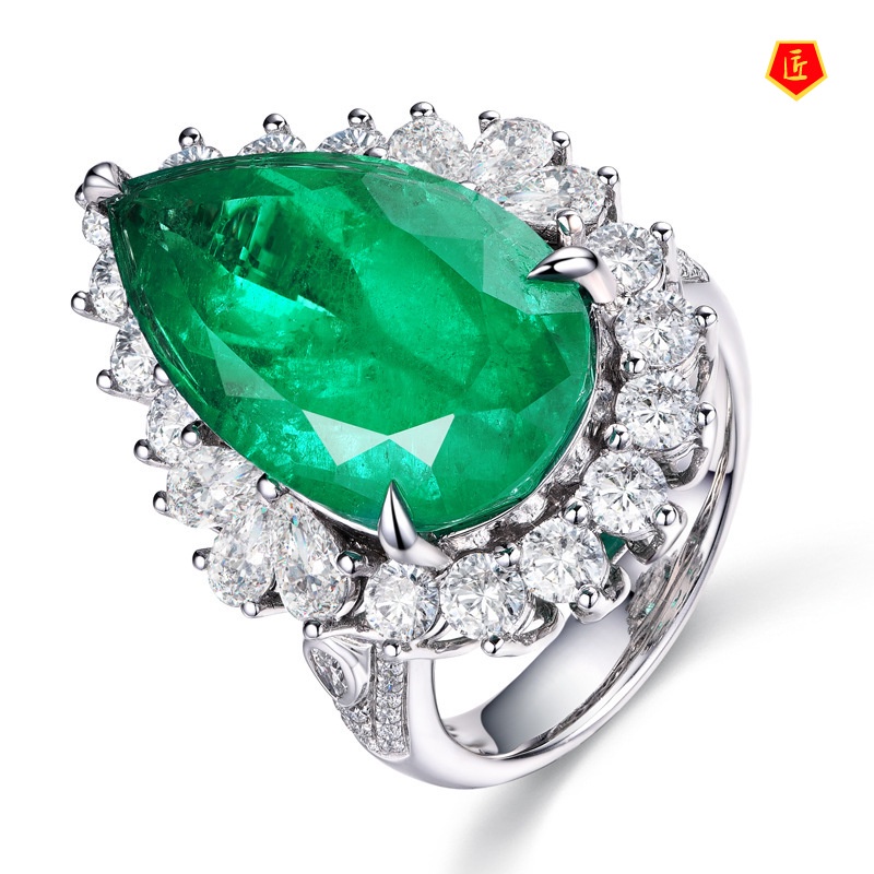 [Ready Stock]Elegant Noble Inlaid Emerald Ring