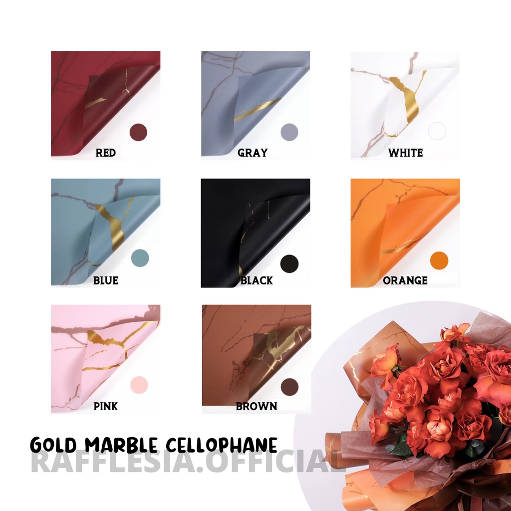 

[5 LEMBAR] FLOWER WRAPPING GOLD MARBLE CELLOPHANE WATERPROOF KERTAS BUKET BUNGA