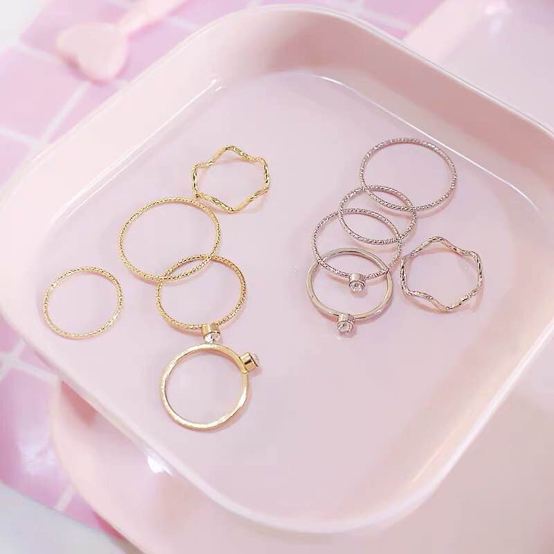 [COD] 4 Pcs/Set Cincin  Bahan Alloy Gaya Korea Retro untuk Wanita