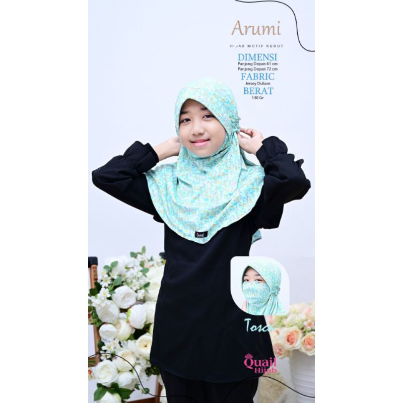 Jilbab Masker Instan Motif Anak Quail Model Arumi