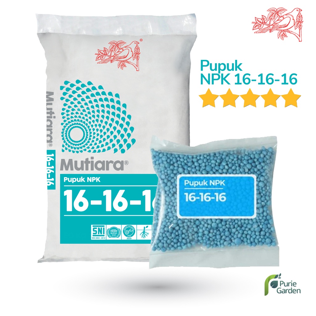 Pupuk NPK Mutiara 16-16-16 Nutrisi Pertumbuhan Benih Tanaman Sayuran &amp; Bibit Buah 50gram PG KDR