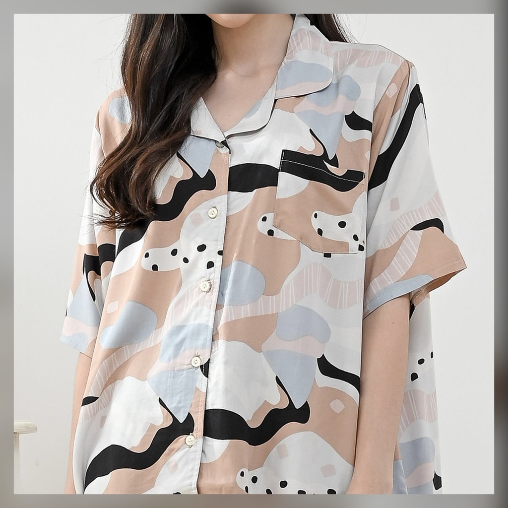 Kalla set - Sleepwear / Piyama Baju Tidur Rayon by RAHA Sleepwear-Mocha Float