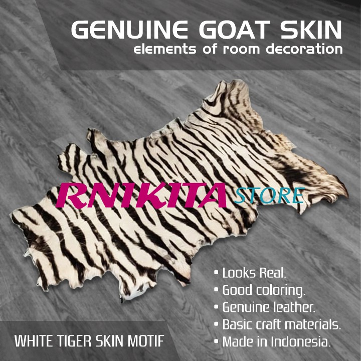 GENUINE GOAT SKIN WITH WHITE TIGER MOTIF - Kulit Kambing Asli Motif Macan Putih