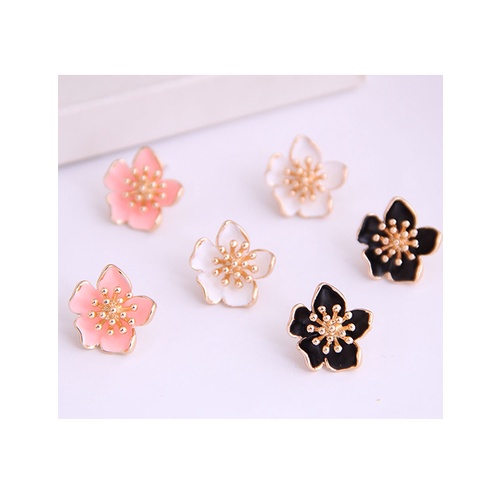 LRC Anting Tusuk Fashion Drop Of Flowers Alloy Earrings A61295