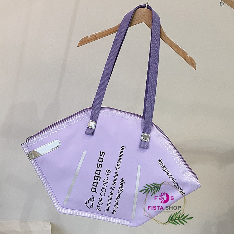 Women Tote Bag Tas Wanita Pria Fashion Bentuk Model Masker lilac ungu FISTA SHOP