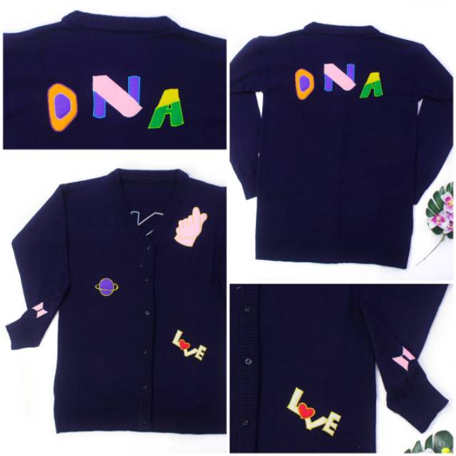KPOP BTS Pop-Up DNA Navy Cardigan