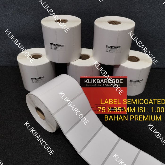 

LABEL BARCODE SEMCOATED 75 X 35 MM - ETIKET RUMAH SAKIT - 1000 STICKER