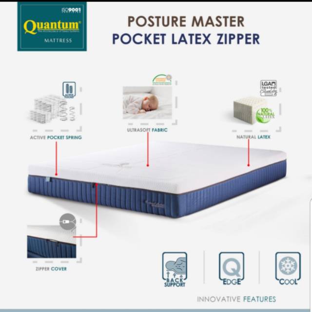 Quantum Kasur Saja Posture Master Pocket Latex Zipper Uk.160x200