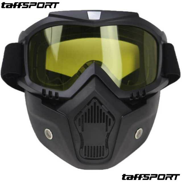 Goggle Masker Motor Goggles Mask Retro Windproof - Kaca Biru