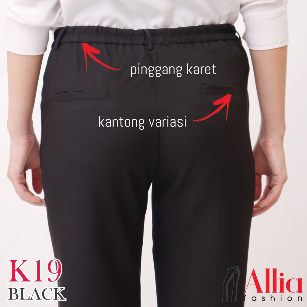 ALLIA K19 M - 7L - Celana Kerja Wanita - Celana Pinggang karet wanita - celana kantor wanita