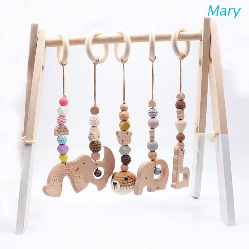 Mary 3pcs / Set Mainan Rattle + Teether + Bel + Ring Kayu Untuk Aksesoris Stroller / Tempat Tidur Bayi Nur