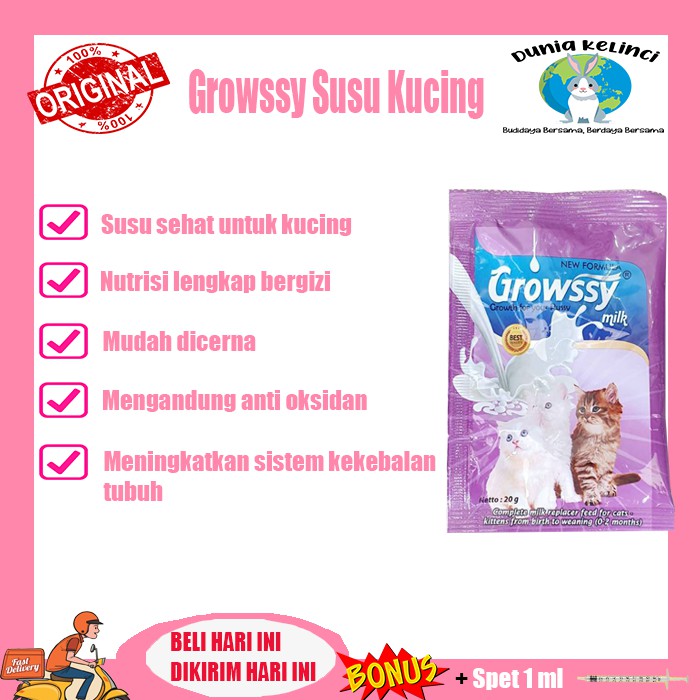 SUSU ANAK KUCING GROWSSY 20 GR GROWSY KITTEN MILK SASET CAT