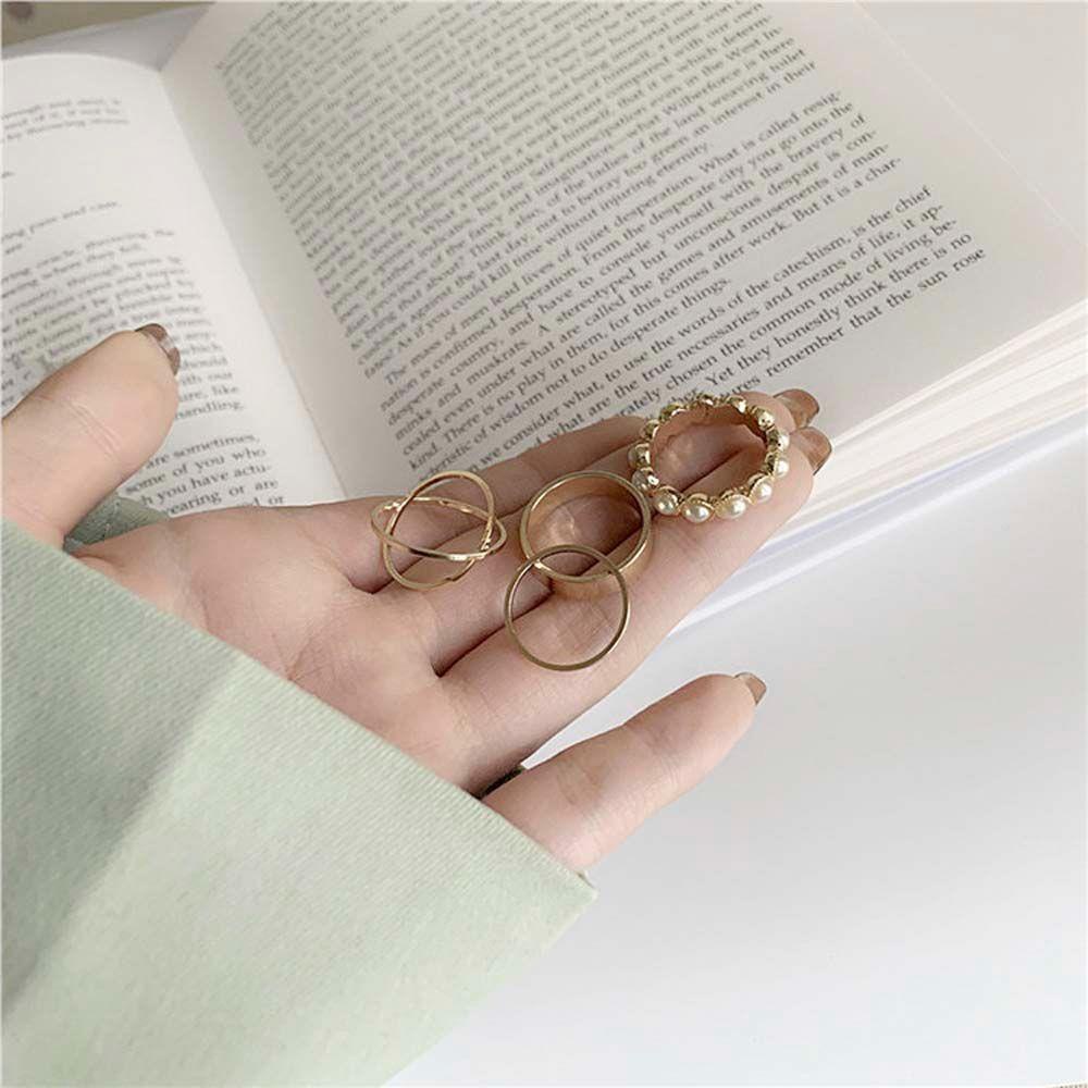 Mxbeauty Wanita Jari Cincin Fashion Vintage Retro Rings Gadis Manis Lady Mutiara Tangan Knuckle Rings