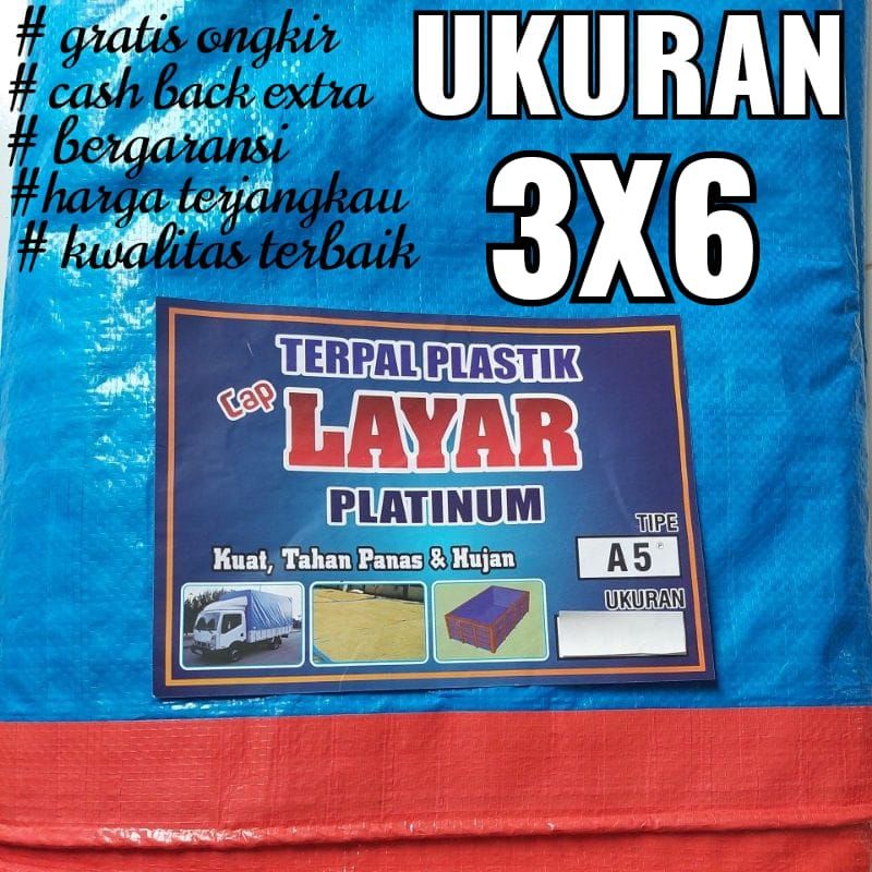 TERPAL PLASTIK A5 UKURAN 3x6 CAP LAYAR