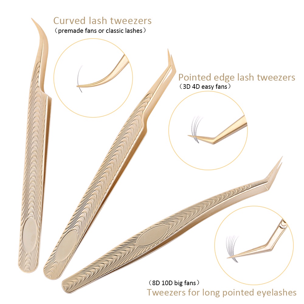 1 Pc Stainless Steel High Precision Wavy handle Anti-static superhard tweezers Eyelash Easy to Fan for Eyelash Extensions