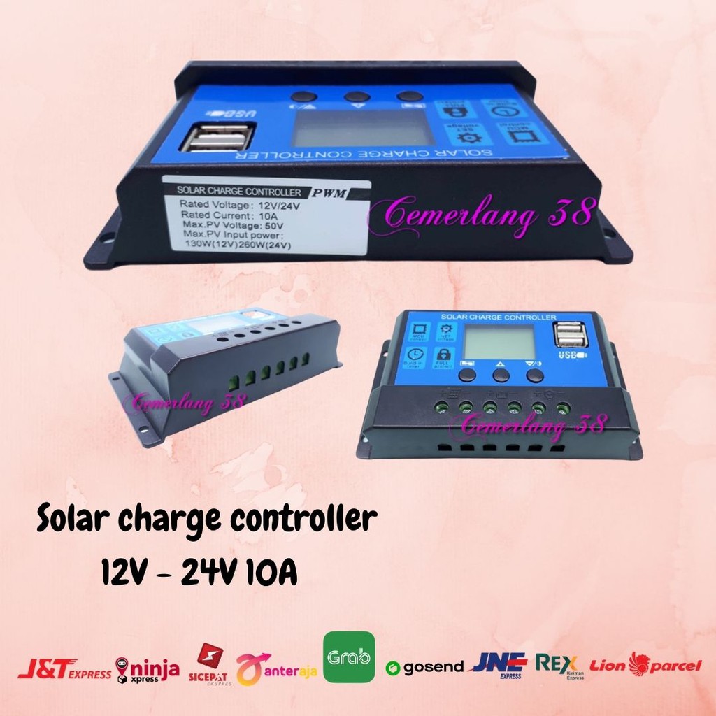 10A 12V - 24V Solar Panel Charge Cell Controller PWM Panel Surya 10 A 12 V to 24 V