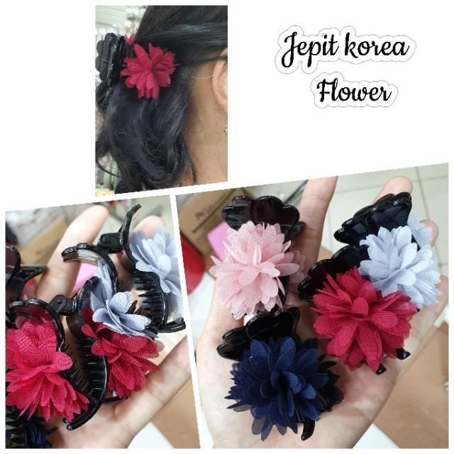Jepit korea flower jepit jedar import hairclip hairpin bahan tebal