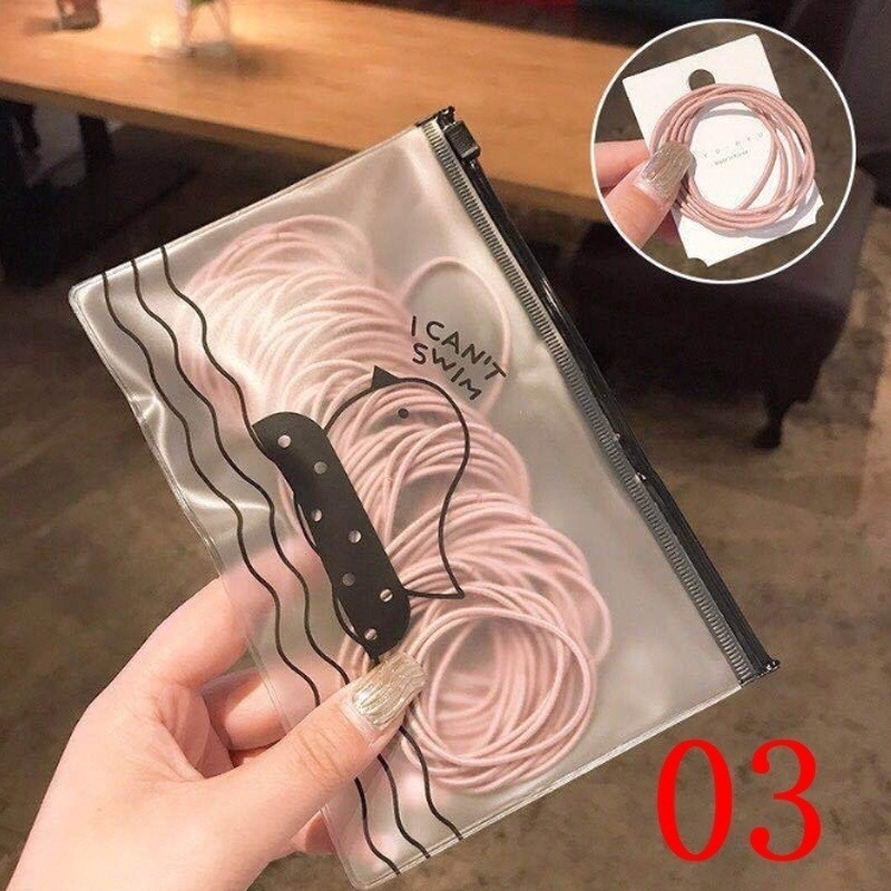 100pcs Ikat Rambut Bahan Karet Elastis Warna-Warni Untuk Wanita