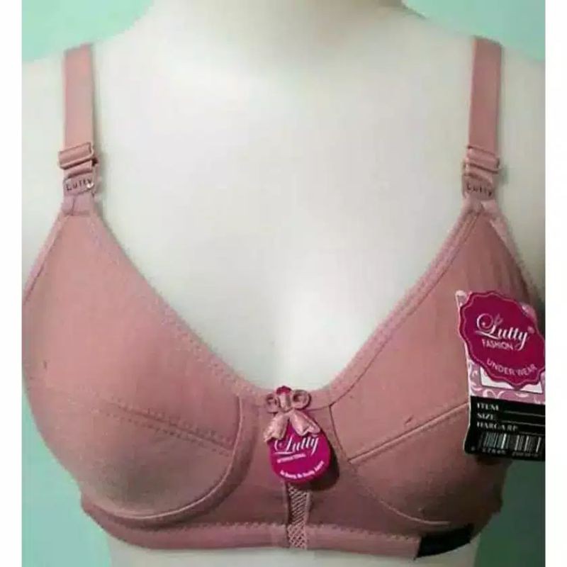 bh lutty sport bra kancing 2 tanpa busa tanpa kawat / bh sport lutty kait 2