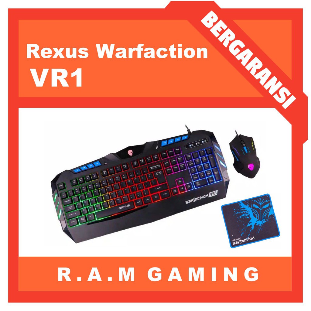 Mouse Keyboard Gaming Combo Rexus Warfaction VR1  - Free Gaming Mousepad