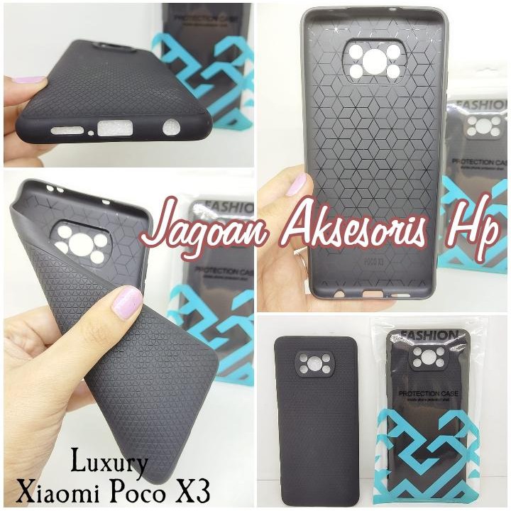 Softcase LUXURY CASE Real Fiber Xiaomi Poco M4 PRO 4G / Poco X3 with Pelindung Camera TPU Slim Matte